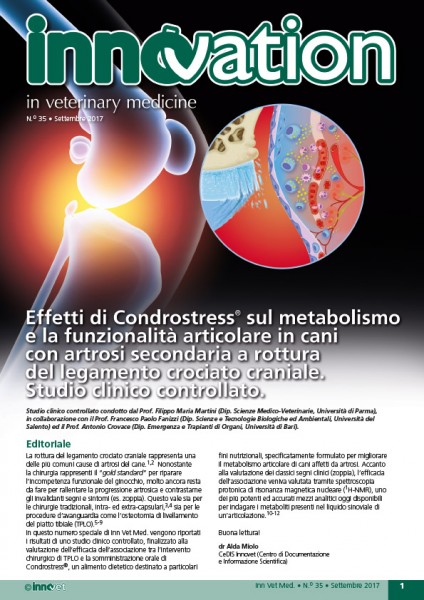 Effetti di Condrostress® sul metabolismo e la funzionalità articolare in cani con artrosi secondaria a rottura del legamento crociato craniale. Studio clinico controllato.