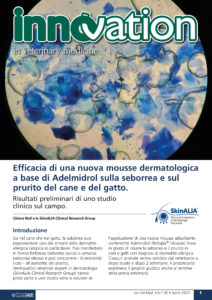 Efficacia di una nuova mousse dermatologica a base di Adelmidrol sulla seborrea e sul prurito del cane e del gatto. Risultati preliminari di uno studio clinico sul campo.